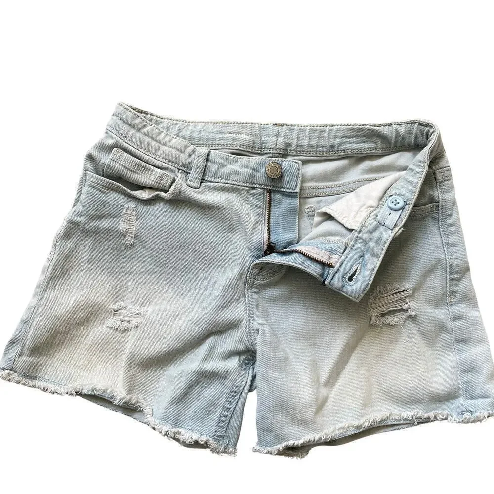 GAP Kids 12 Regular Denim Shorts | Adjustable Waist, Light Wash, Raw Hem